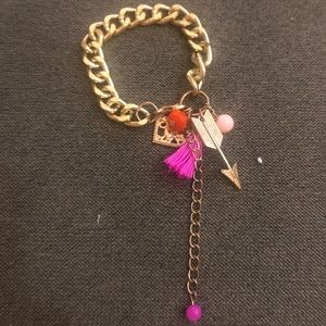 Pink and Gold Charm Bracelet